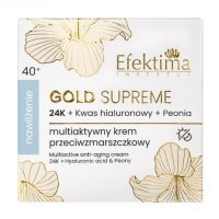 EFEKTIMA Gold Supreme Multiaktywny krem przeciwzmarszczkowy 24K + Kwas hialuronowy + Peonia Nawilżenie 40+, 50 ml