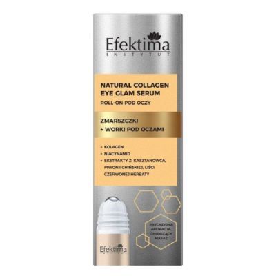 EFEKTIMA Natural Collagen Eye Glam Serum do skóry wokół oczu Zmarszczki + Worki pod oczami, 15 ml