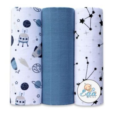 EGA KIDS Pieluszki muślinowe 60x80cm zestaw nr 35 (6377), 3szt.