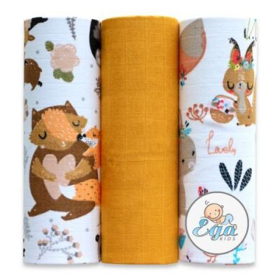 EGA KIDS Pieluszki muślinowe Premium 60x80cm zestaw nr 1 (1136), 3 szt.