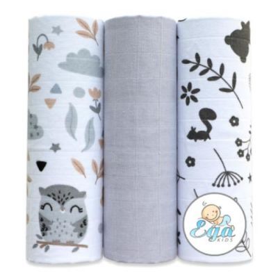 EGA KIDS Pieluszki muślinowe Premium 60x80cm zestaw nr 12 (1266), 3 szt.