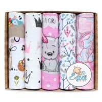 EGA KIDS Zestaw pieluszek tetrowych 70x80 róż, 5szt.