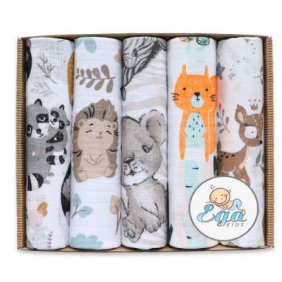 EGA KIDS Zestaw pieluszek tetrowych 70x80 Zwierzęta, 5szt.
