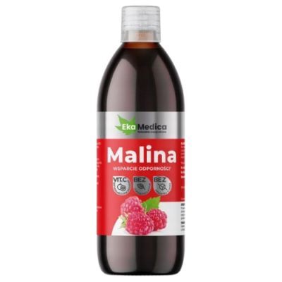 EkaMedica Malina 100% Sok z malin z witaminą C, 500 ml