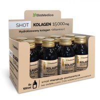EkaMedica Shot Kolagen 15 000mg z witaminą C smak marakuja-pomarańcza, 8 x 100 ml