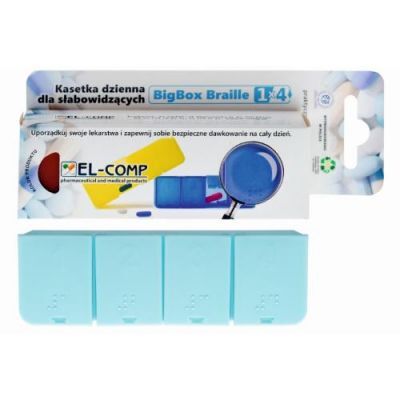 EL-COMP BigBox Braille Kasetka dzienna dla słabowidzących, 4 pory dnia, 1 szt.
