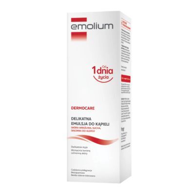 Emolium Dermocare Delikatna emulsja do kąpieli do skóry suchej, wrażliwej, alergicznej, 400 ml