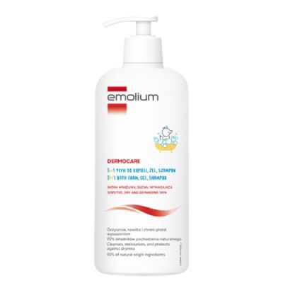 Emolium Dermocare Płyn żel szampon do kąpieli i mycia 3 w 1, 400 ml