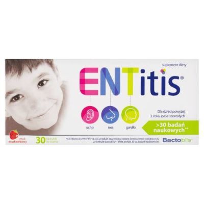 ENTITIS 30 pastylek do ssania o smaku truskawkowym