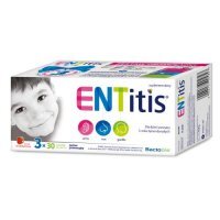 Entitis smak truskawkowy, 3 x 30 past. do ssania + Dzienniczek odporności