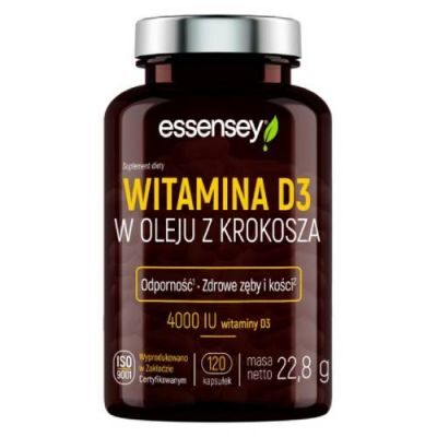 Essensey Witamina D3 w oleju z krokosza 4000 IU, 120 kaps.