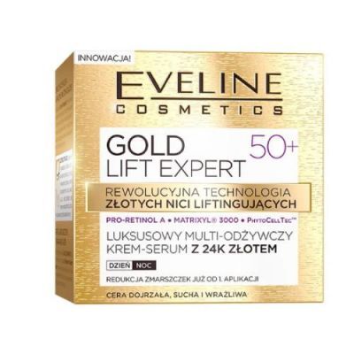 EVELINE Gold Lift Expert 50+ Krem-serum multi-odżywcze z 24K złotem, 50ml