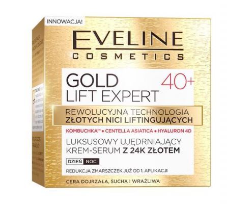 EVELINE GOLD LIFT EXPERT Luksusowy ujędrniający krem-serum z 24k złotem 40+ 50ml