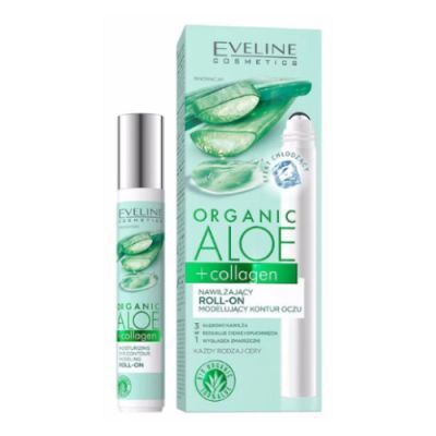 Eveline Organic Aloe + Collagen Nawilżający roll-on modelujący kontur oczu, 15 ml