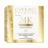 Eveline Prestige 24K Snail &amp; Caviar Luksusowy intensywnie ujędrniający krem przeciwzmarszczkowy na dzień, 50 ml