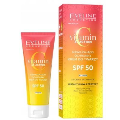 EVELINE Vitamin C 3x Action Nawilżająco-ochronny krem do twarzy SPF50, 30ml