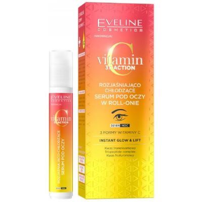 EVELINE Vitamin C 3x Action Rozjaśniająco-chłodzące serum pod oczy roll-on, 15ml