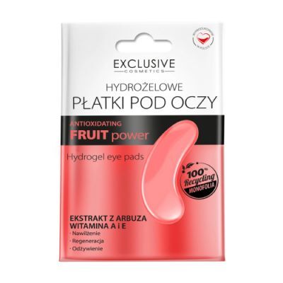 Exclusive Cosmetics FRUITpower Hydrożelowe płatki pod oczy z ekstraktem z arbuza i witaminami A i E, 1 para