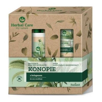 FARMONA HERBAL CARE Zestaw Konopie Mleczko micelarne, 400ml + Krem, 50ml