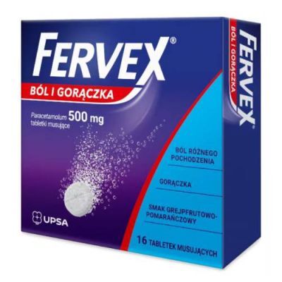 Fervex Ból i Gorączka 500 mg, 16 tabl. mus. - lek z paracetamolem