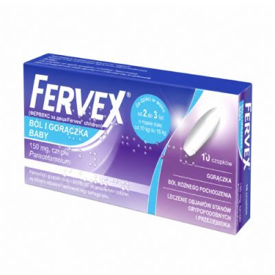 Fervex Ból i gorączka baby 150 mg czopki doodbytnicze, 10 sztuk