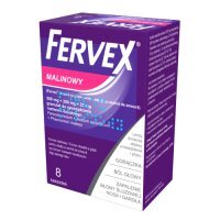 Fervex malinowy (500 mg + 200 mg + 25 mg) granulat do sporządzania roztworu doustnego, 8 saszetek