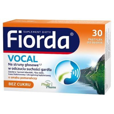 Fiorda Vocal pastylki do ssania o smaku pomarańczowym, 30 szt.