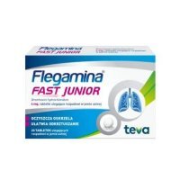 FLEGAMINA Fast Junior 4 mg tabletki ulegające rozpadowi w jamie ustnej, 20tabl. KRÓTKA DATA 31.12.2025