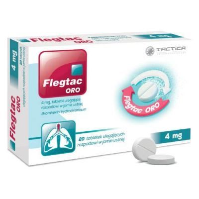 Flegtac ORO, 4mg, Tabletki ulegające rozpadowi w jamie ustnej, 20 tabletek