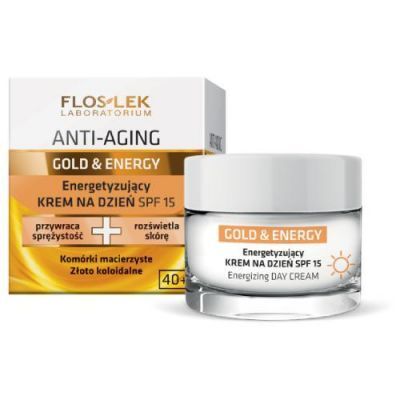 FLOS-LEK ANTI-AGING GOLD & ENERGY Energetyzujący krem na dzień SPF15, 50ml KRÓTKA DATA 30.11.2024