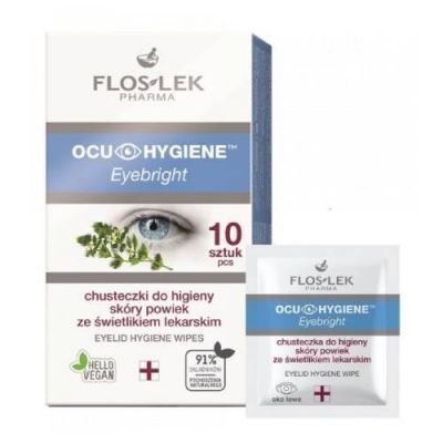 FLOS-LEK OCU HYGIENE Chusteczki do higieny skóry powiek, 10 sztuk KRÓTKA DATA 30.04.2026