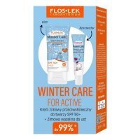 FLOS-LEK Winter Care Zestaw prezentowy: Krem zimowy przeciwsłoneczny do twarzy SPF 50+, 30ml + Zimowa wazelina do ust, 10g