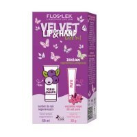 FLOSLEK LIP &amp; HAND CARE zestaw VELVET Regeneracja i Pielęgnacja sorbet do rąk, 50 ml + wazelina, 10 g