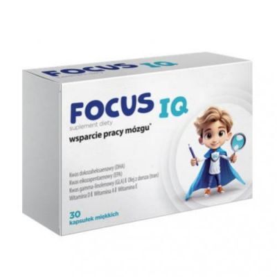 FocusIQ, kwasy omega-3 (DHA, EPA) od 6 roku życia, 30 kapsułek  KRÓTKA DATA 30.09.2026