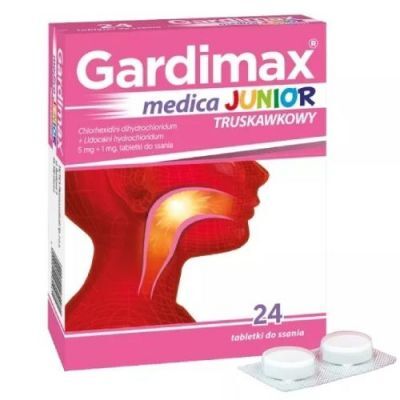 Gardimax Medica Junior truskawkowy, 24 tabletki do ssania