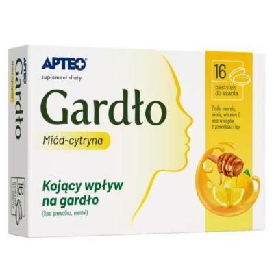 Gardło miód-cytryna APTEO, 16 pastylek do ssania KRÓTKA DATA 31.07.2026