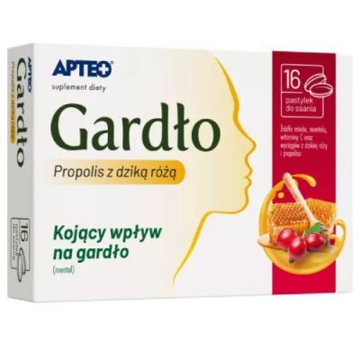 Gardło propolis z dziką różą APTEO, 16 pastylek do ssania