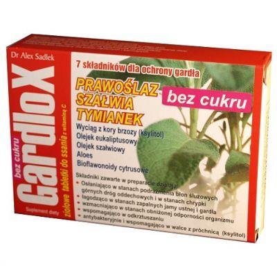 GARDLOX ziołowe tabletki do ssania BEZ CUKRU 16 sztuk