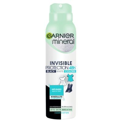 GARNIER MINERAL Invisible Protection Antyperspirant w sprayu Clean Cotton, 150 ml