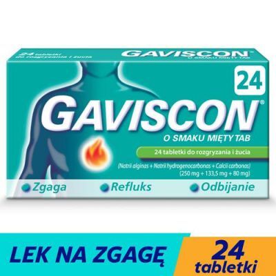 Gaviscon o smaku mięty, 24 tabl.