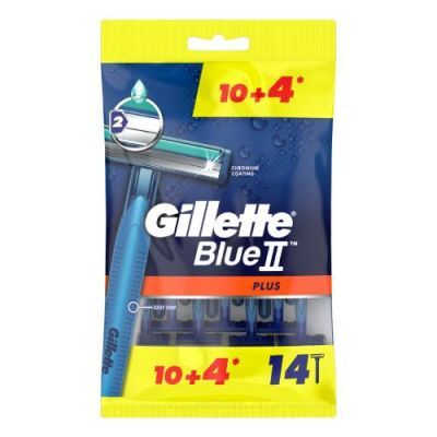 Gillette Blue II Plus Maszynki jednorazowe do golenia dla mężczyzn, 14 szt.