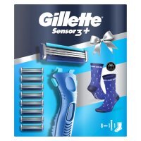 Gillette Sensor 3+ Comfort Zestaw Maszynka do golenia dla mężczyzn + Wymienne ostrza, 8 szt. + Skarpety