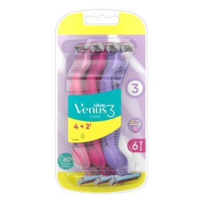 Gillette Venus 3 Colors Maszynki do golenia jednorazowe, 6 szt.