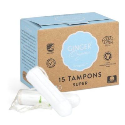 GingerOrganic Tampony bez aplikatora Super - 15szt