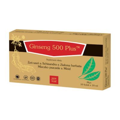 GINSENG 500 Plus Płyn, 10fiolek x 10ml