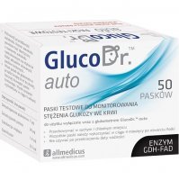 GLUCODR. Auto A Paski testowe do monitorowania stężenia glukozy we krwi 50 sztuk  DATA 31.12.2022