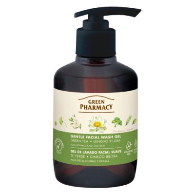 Green Pharmacy Delikatny żel do mycia twarzy Zielona herbata i Ginkgo biloba, 270 ml