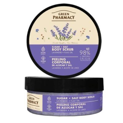 Green Pharmacy Peeling cukrowo-solny do ciała Lawenda i olej lniany, 200 ml