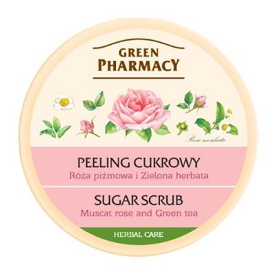 GREEN PHARMACY Peeling cukrowy Róża piżmowa i Zielona herbata 300 ml