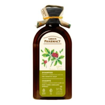 Green Pharmacy Żen-szeń i Marokański olej miętowy Szampon do wrażliwej skóry głowy, 350 ml